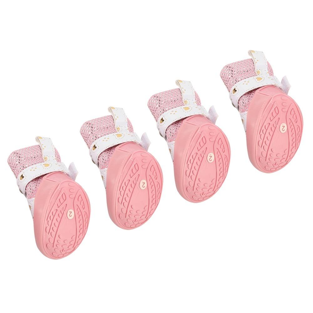 4Pcs Golden Mesh Mesh Dog Shoes Breathable Puppy Paw Shoes Breathable Pet Boots Teddy Bichon