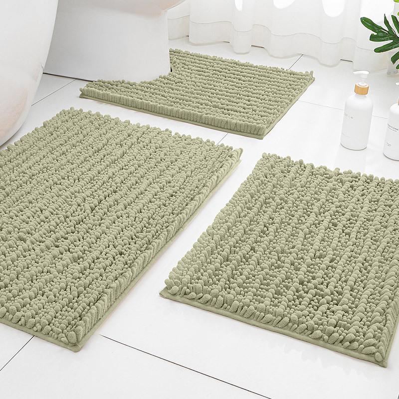 Chenier Solid Color Long Hair Bedside Mat Bedroom Carpet Bathroom Absorbent Floor Mat Bathroom Non-Slip Foot Mat Toilet Door Mat