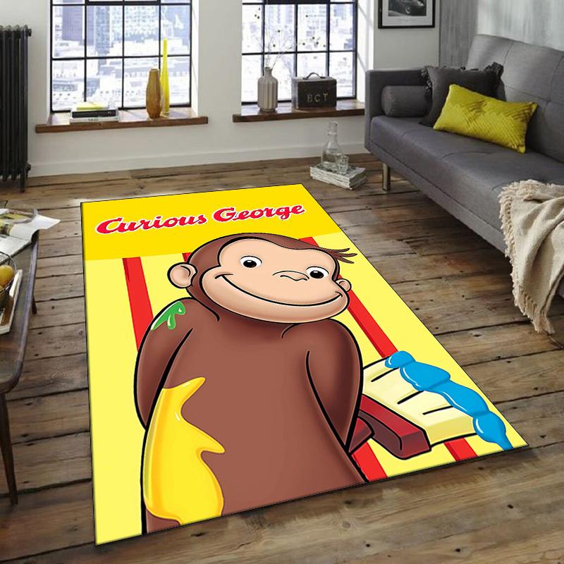 1pc Curious George (5) Design Area Rug - Non-Slip, Soft & Cozy Floor Mat for Living Room, Bedroom, Office - Indoor/Outdoor Decorative Carpet