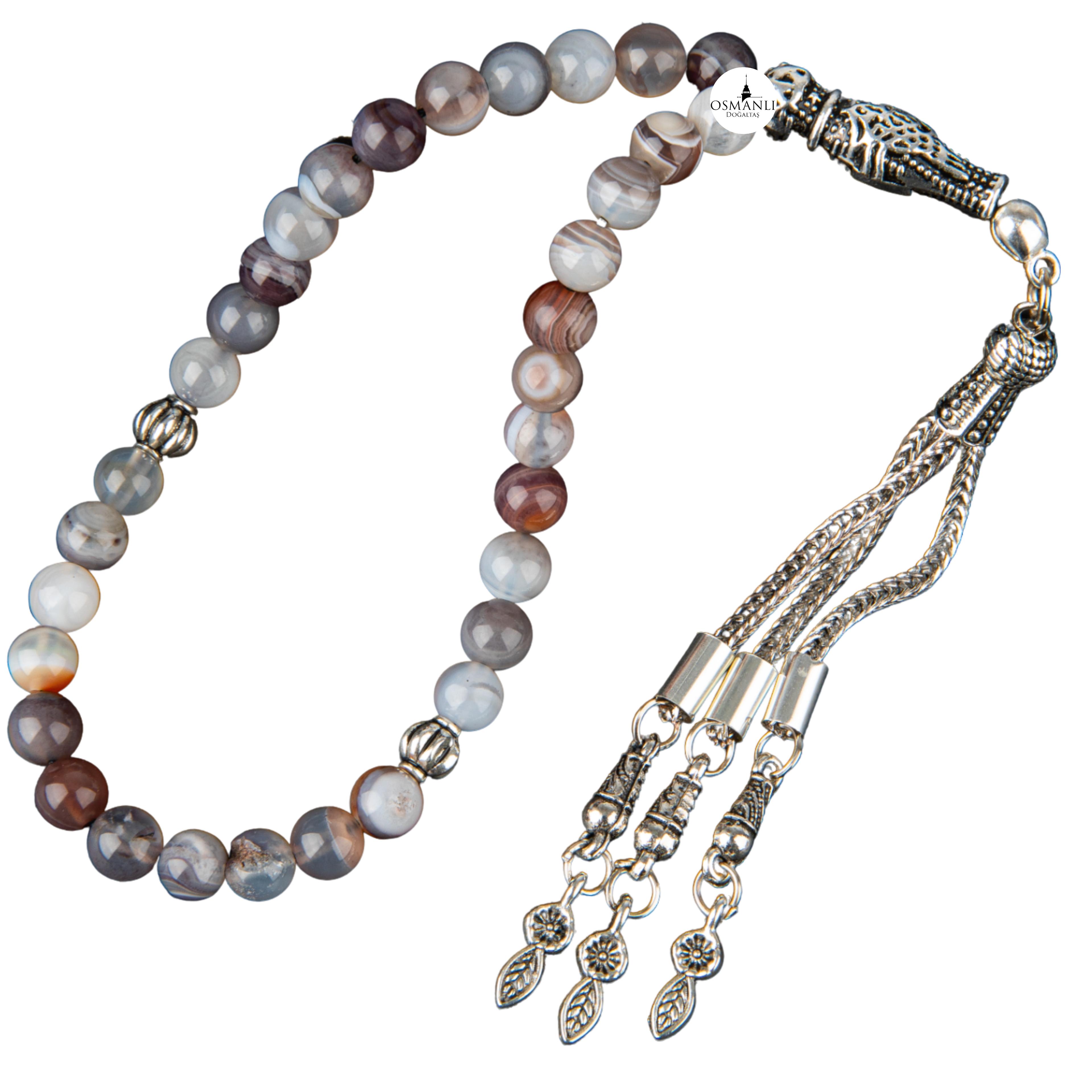 

Четки из натурального камня Ботсвана Агат 33 штуки – 6 мм