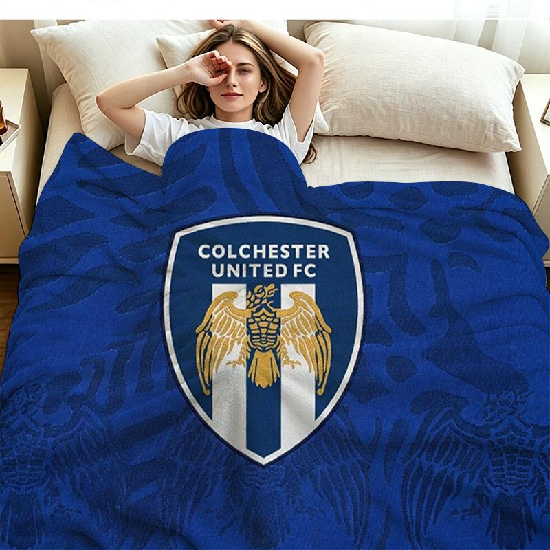 Colchester Utd FC Print Flannel Blanket High Quality Warm Comfortable Cover for All Seasons Perfect for Gifts Home Decor