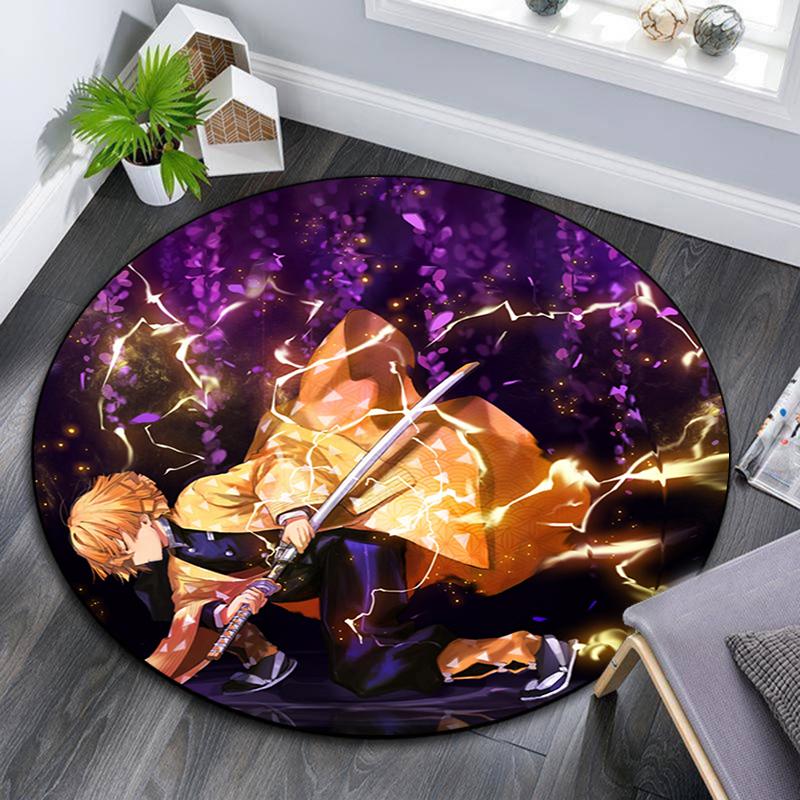 Rond vloerkleed met cartoonprint, tapijt voor woonkamer, slaapkamer, bank, speelkamer, antislip vloermat