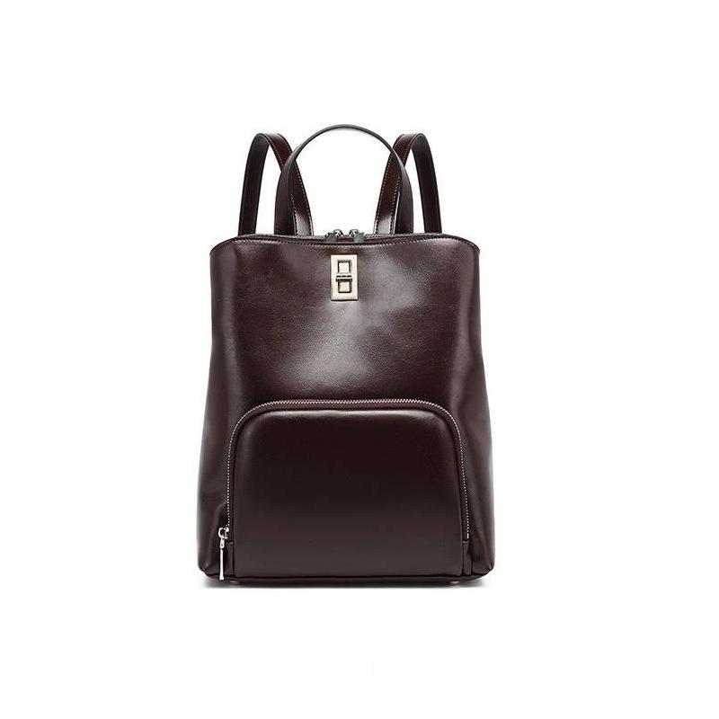 Fashionable Hand-held Travel Leather Large-capacity Simple Commuting Backpack, Retro Leather Backpack
