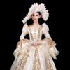 Vintage European Court Gown Women Embroidery Lace Flare Sleeve Victorian Dress with Hat for Party Cosplay