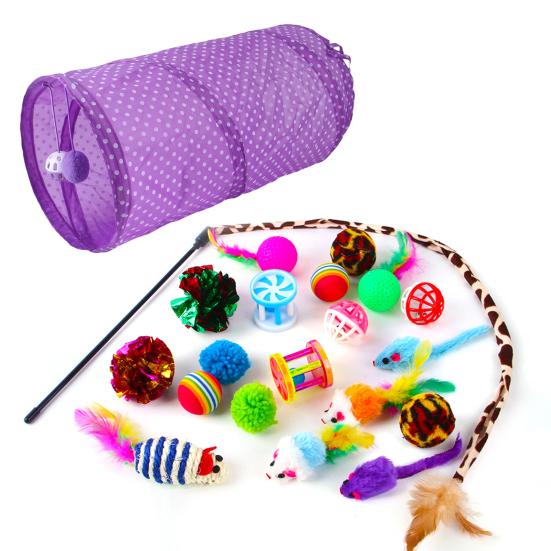 21Pcs/Set Cat Tunnel Toys Kit Classic Relieve Boredom Collapsible Pet Kitten Tunnel