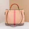 European and American Popular Large Capacity Tote Bag Spring New Fashion Pink Grid Women's Bucket Bag High Grade Texture PU Leather Ladies Handbags