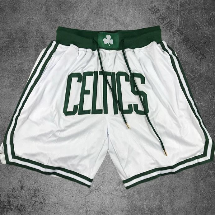 Shorts Deportivos Americanos Bordados Celtics Mixiu para Hombre Retro de Secado Rápido Transpirables Street Shorts Shorts de Baloncesto