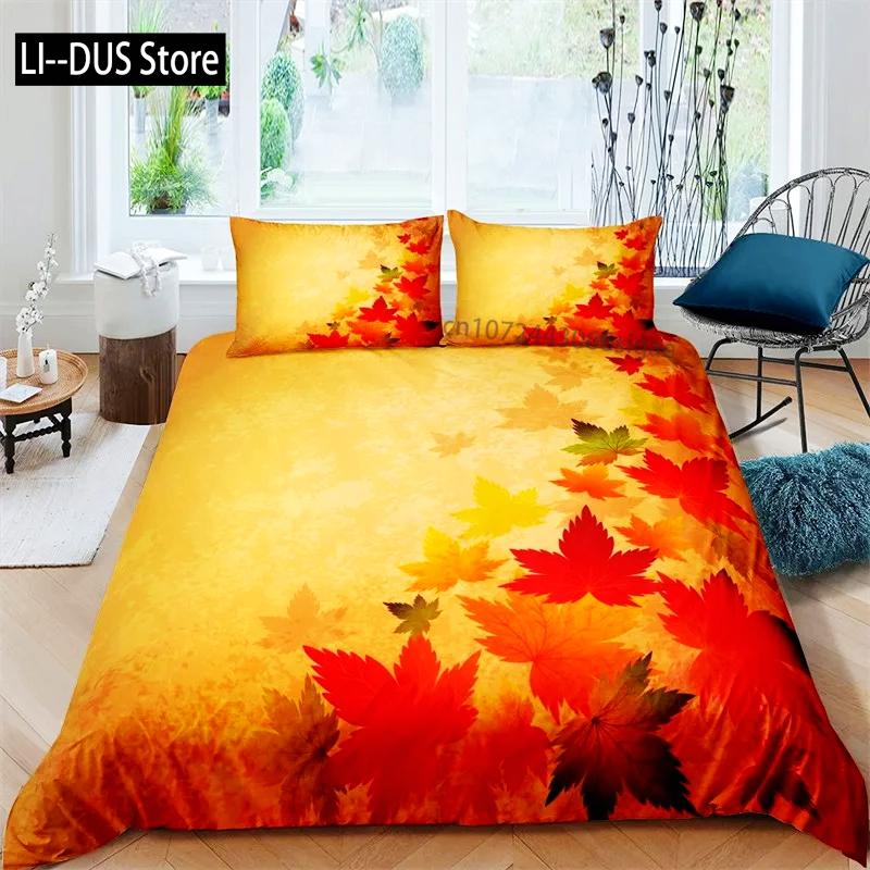 Comforter Canadian Maple Leaves Autumn Theme Bedding Set Microfiber Leaf Comforter Twin Full King For Kids Adult Bedroom