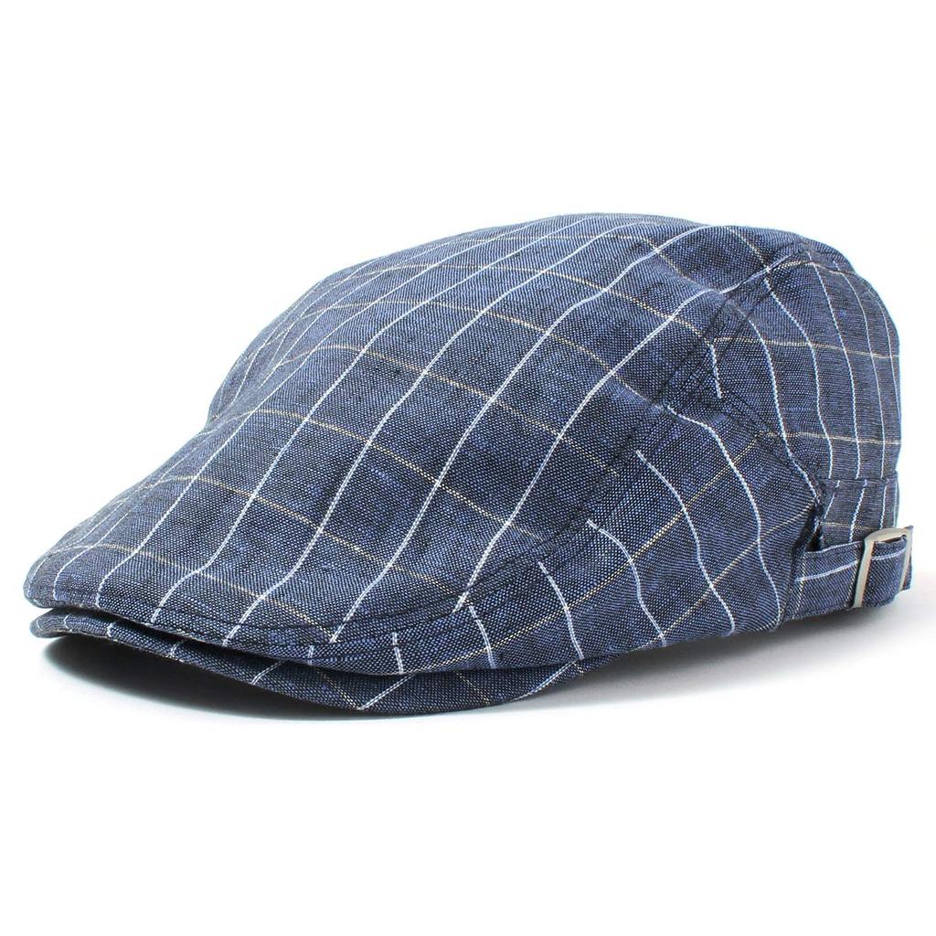 Basic Enchi Windowpane Hunting Linen British Check Hat for Women and Olive Cap, Material, Pattern, Men,