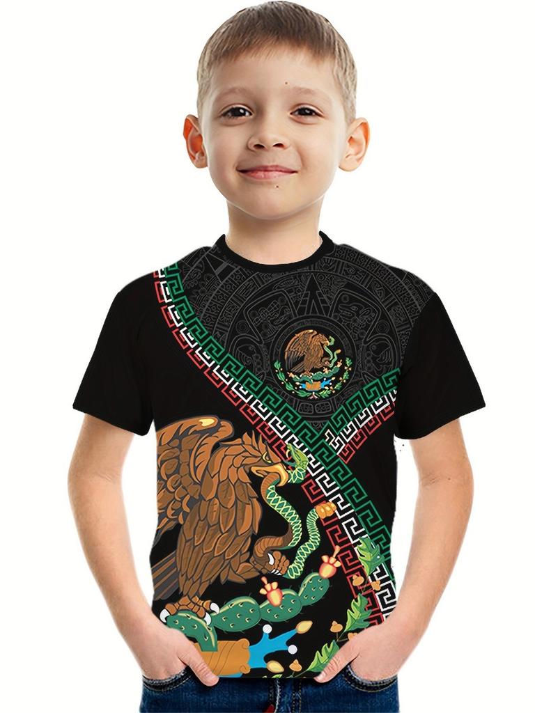 Summer Children's Clothing Boys Fashion Mexico Flag 3D Print T Shirt Short Sleeve