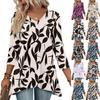 Dámské topy s výstřihem do V a 3/4 rukávem, ležérní košile střední délky, módní tuniky s potiskem