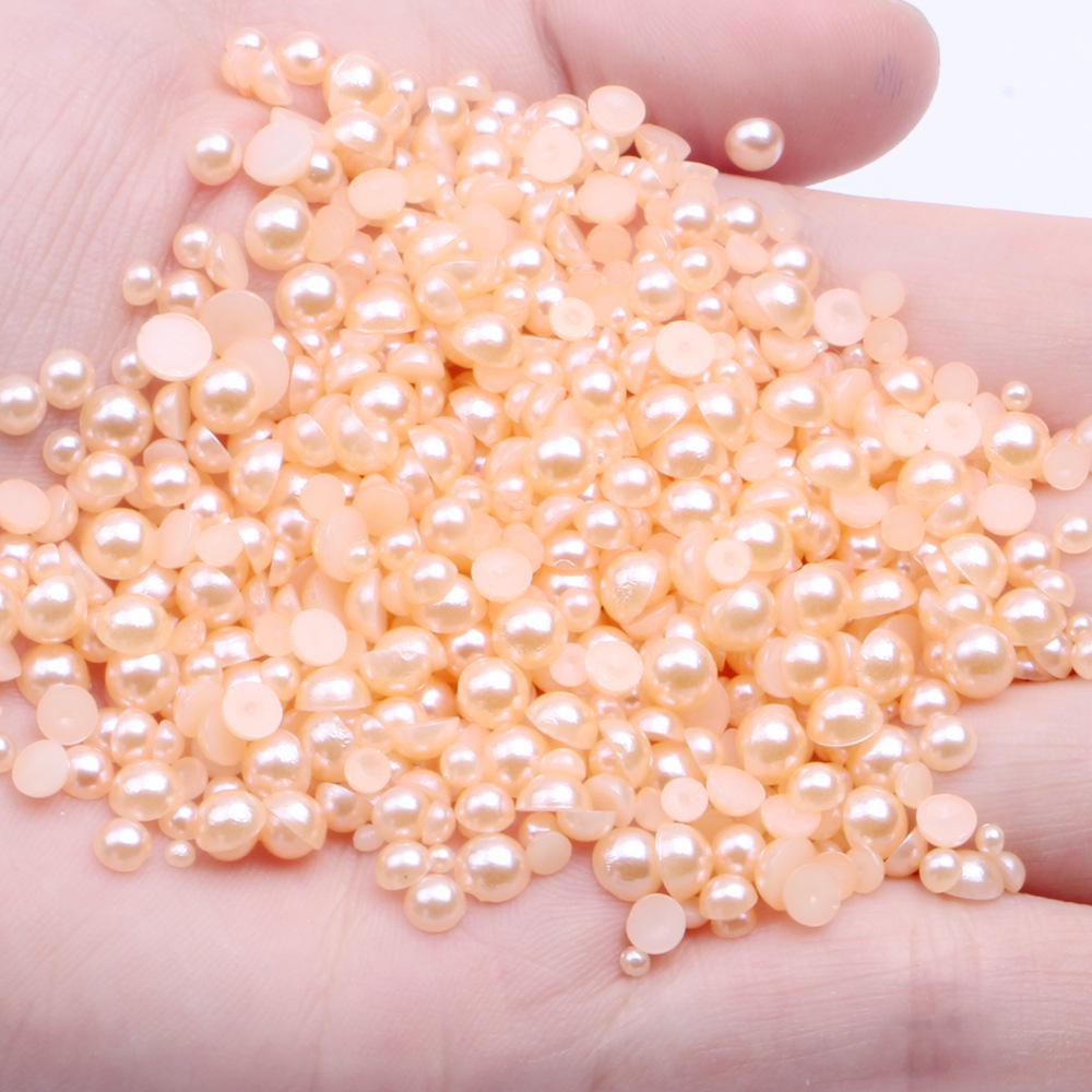9mm Flat-back Half-round Pearl Beads - 100 Pcs for DIY Phone Case Decoration