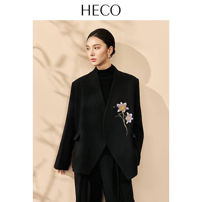 Heco Блейзер из смесовой шерсти с вышивкой орхидеи ручной работы S