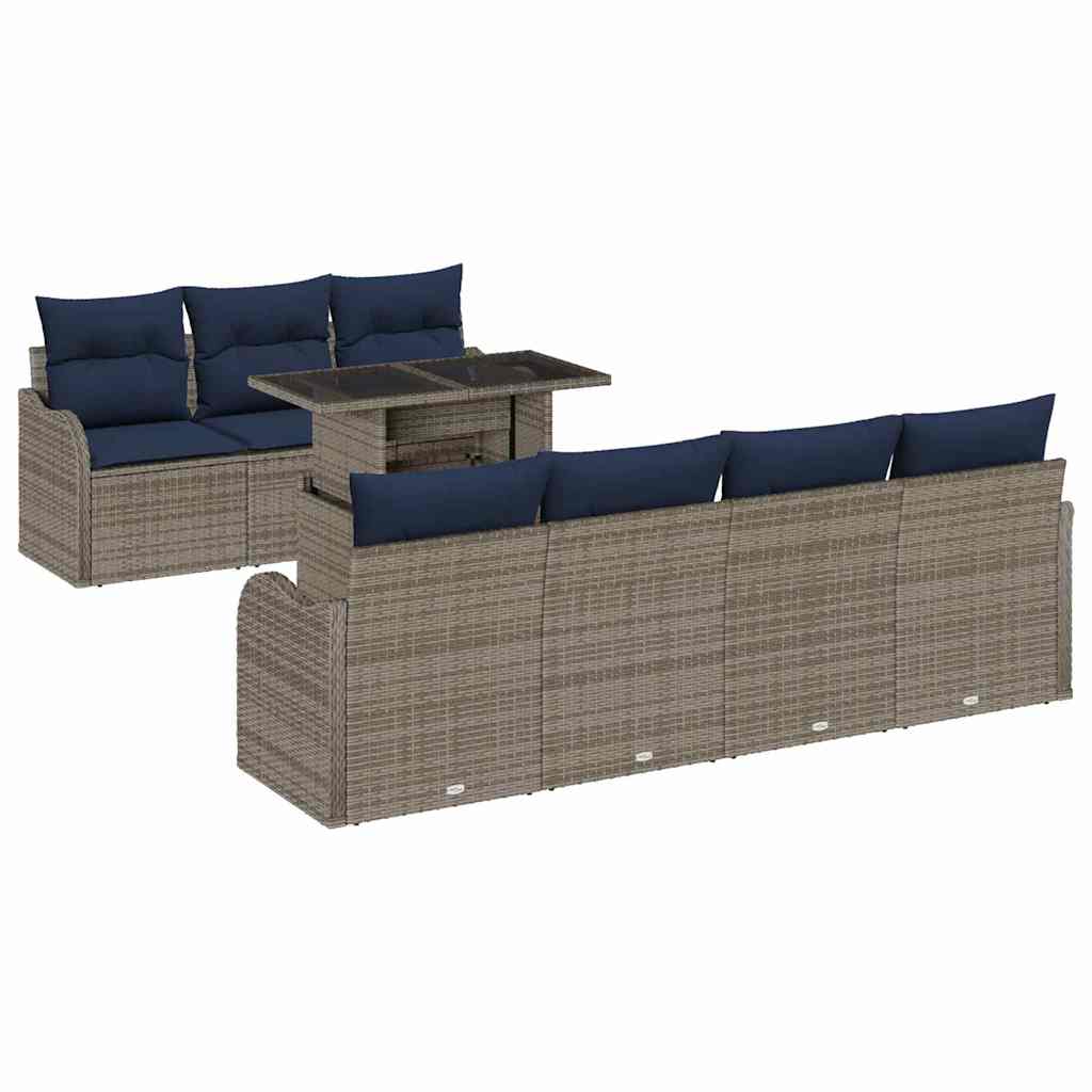 Garden Sofa Set 8 Pieces Gray Poly Rattan