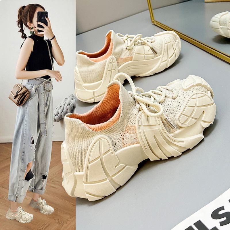 Fashion Women's Fashion Mesh Breathable Sports Style Woven Shoes Women's Comfort Versatile Outdoor Non Slip Flat Shoes Zapatillas Mujer