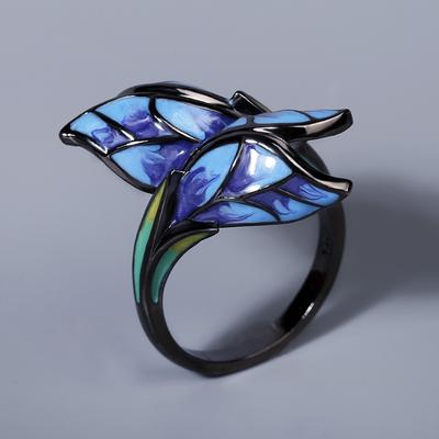 New Color Enamel Ring Popular In Europe and The United States Blue Process Butterfly Set Diamond Finger