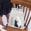 WTEMPO Cute Polka Dot Printed Moon Cat Portable Commuting School Travel Large-capacity Single-shoulder Drawstring Backpack