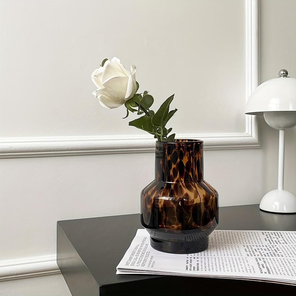 New Arrival Leopard Print Glass Vase Light Luxury Retro Desktop Ornament for Home Model Room & Living Room