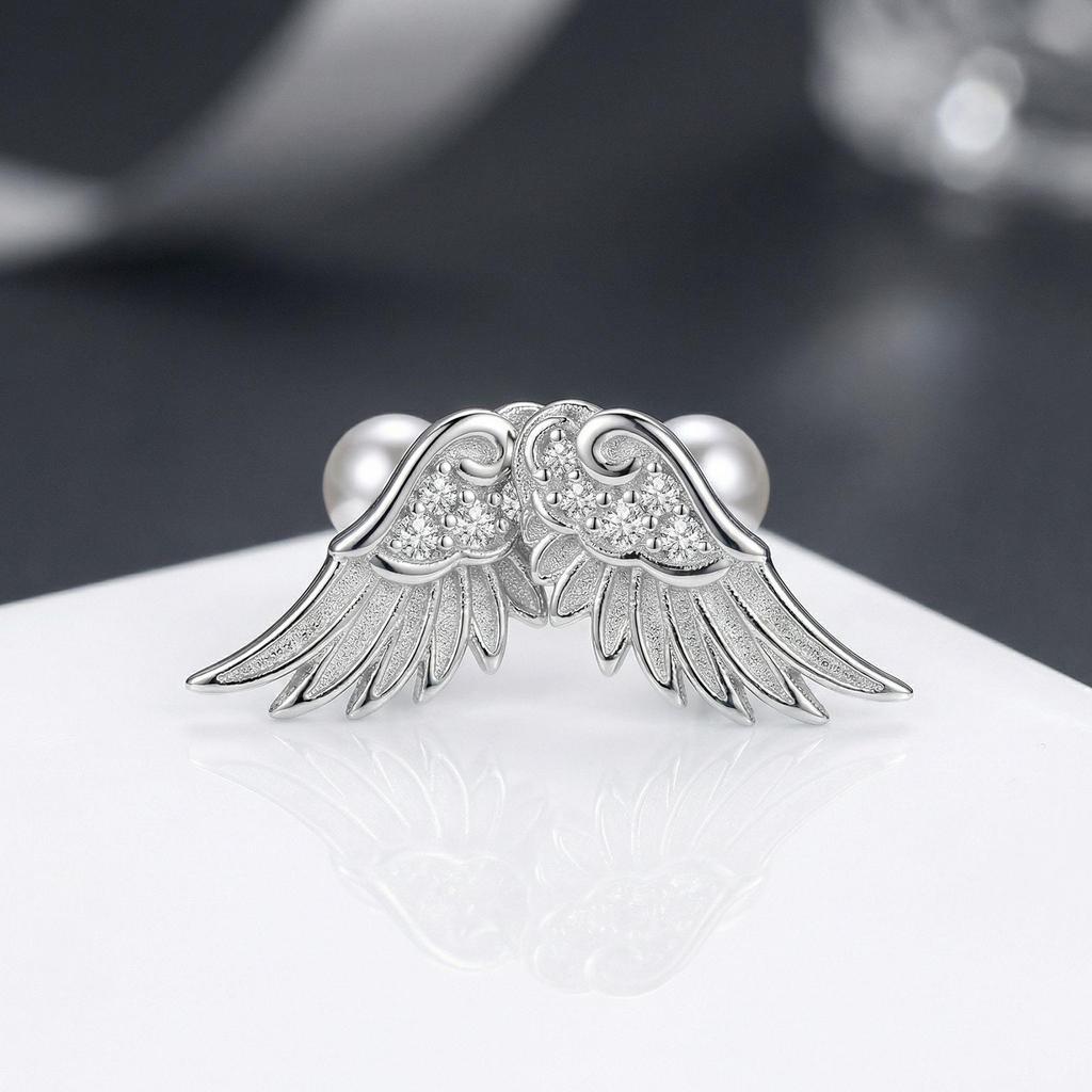Vintage Zircon Angel Wing Earrings for Women - Luxurious Cross Design Ear Bone Stud
