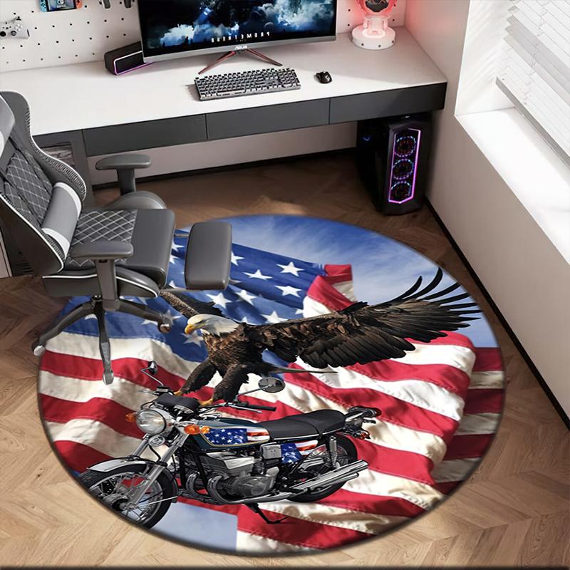 1 Stück Der majestätische amerikanische Weißkopfseeadler Runder Teppich Bemalt Gedruckter kreisförmiger Teppich, Haustürmatte, Outdoor-Reiseschutzteppich