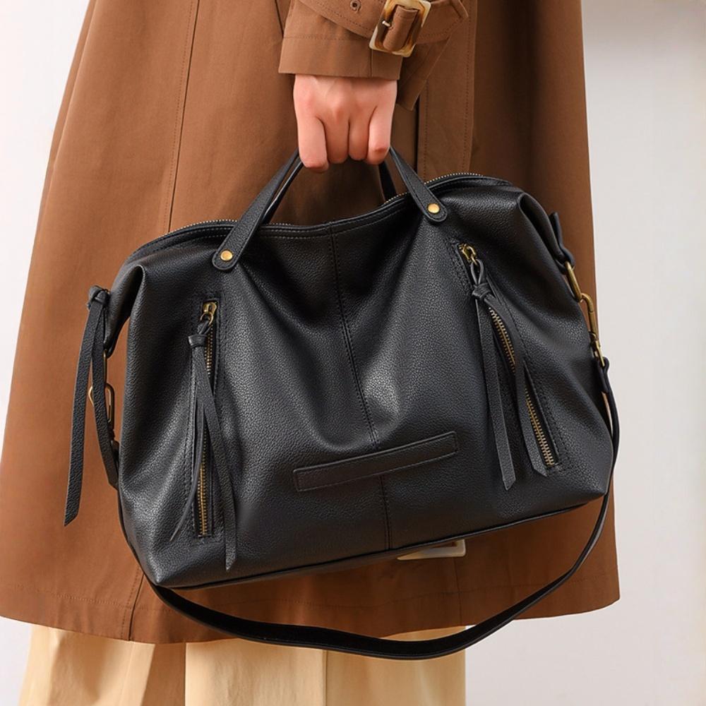 Simple Retro Large Tote Bag Soft Touch PU Leather Lazy Loose Feeling Women's Shoulder Bags Fashion Autumn and Winter New Large Capacity Messenger Bags