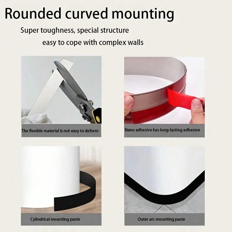 1PC 2.44M/96.06in Mirror Stainless Steel Flat Decorative Lines Wall Stickers Silver Titanium Background Wall Edge Strips