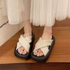 Super Fire Rhinestone Muffin with Skirt One Word Cool Slippers Women's Summer Wear 2025 New Internet Celebrity Fashion Platform Slippers