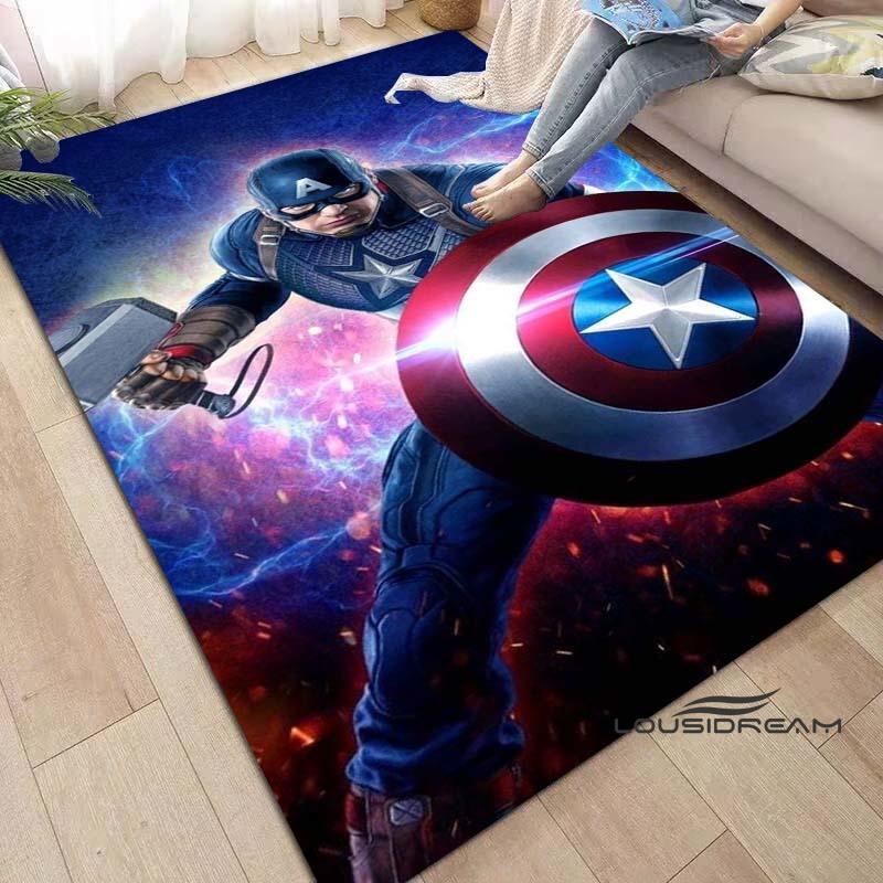 Captain America Cartoon-Themed Rug — Living Room Home Décor, Bedroom, Sofa & Doormat Accent, Children's Rug, Non-Slip Mat