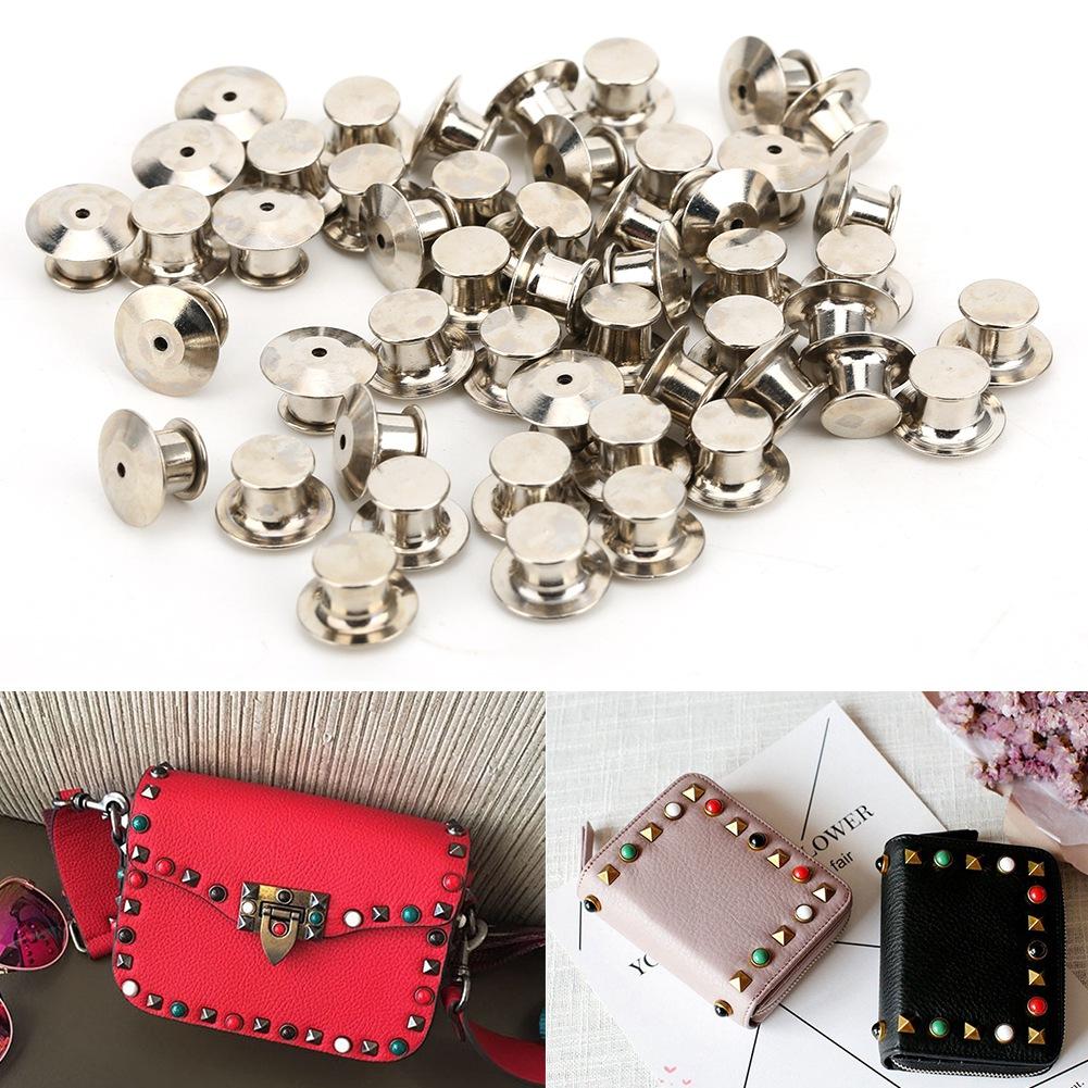 50pcs Brooch Pin Backs Bag Locking Fastener Flat Hat Name   Book Pin   7 x 10mm