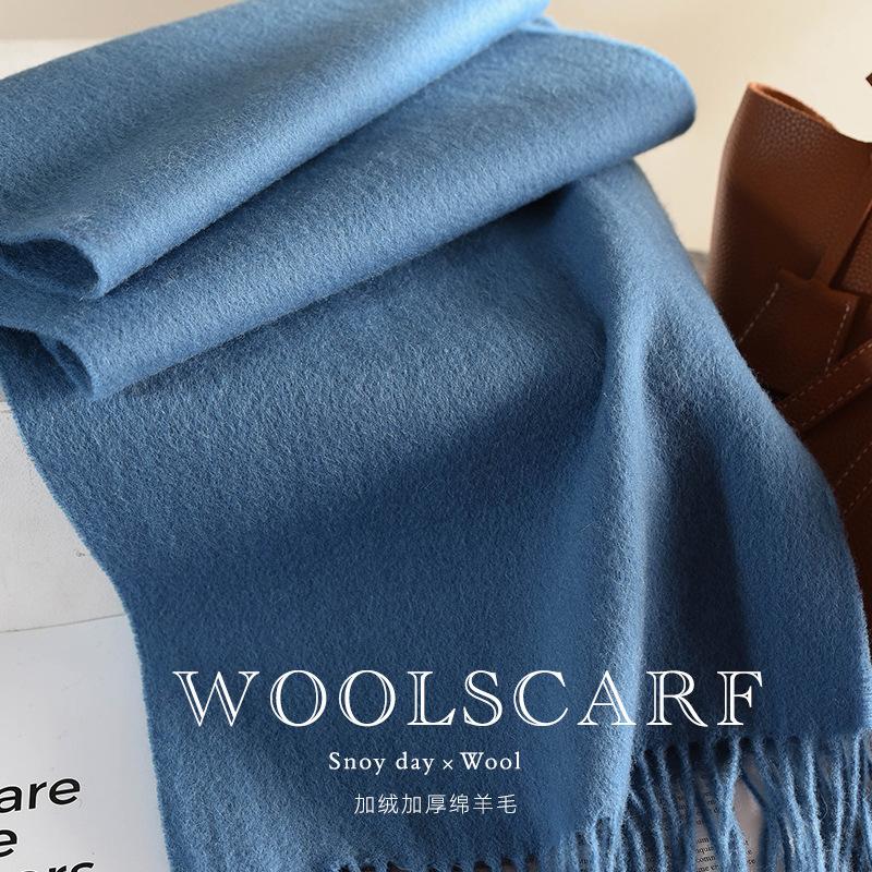 High Quality 100% Wool Muffler Classic Simple Solid Men Women Scarf Fall Winter Thick Casual Shawl Male Female Tassel Scarves