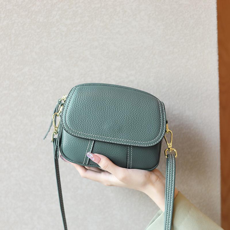 Women's bag, genuine leather mini shoulder bag, new fashionable versatile cowhide messenger bag, bag can be printed with logo to change size