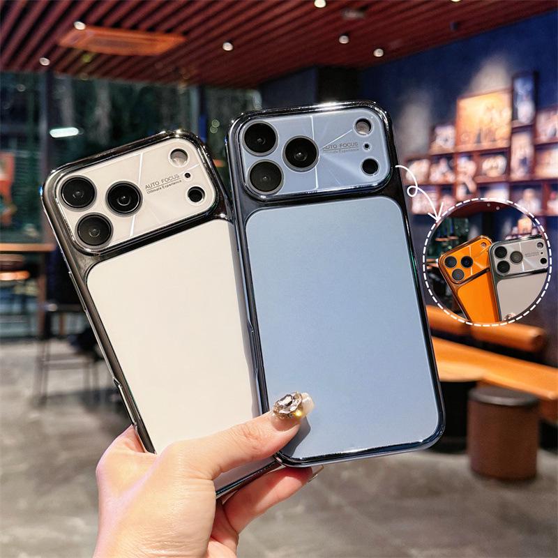 Electroplated Matte Laser iPhone 16 Pro Case - Large Window, Drop-Proof PC Protective Cover for iPhone 15/14
