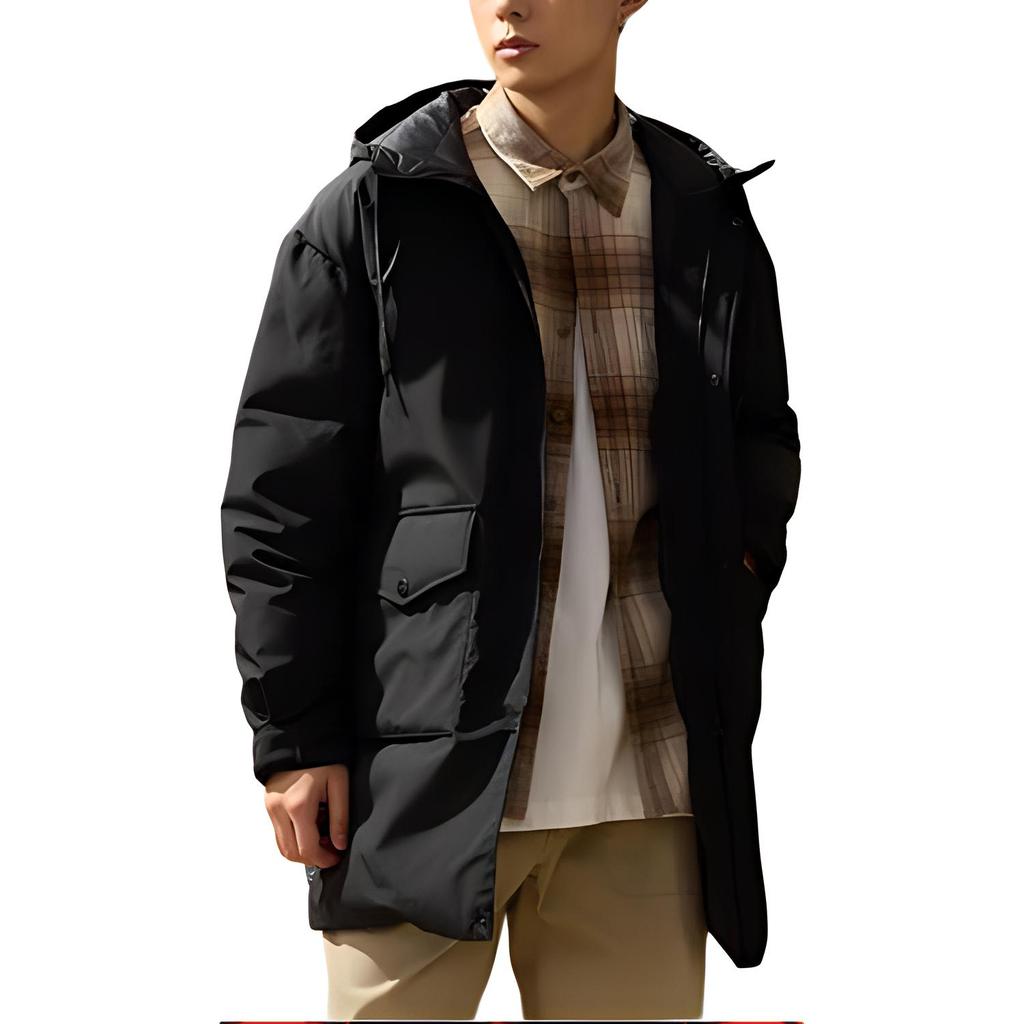 Reebok Hooded Solid Color Warm Comfortable Down Jacket Unisex Outerwear Black 22FCR109U001