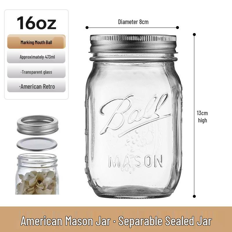 Barattolo di Vetro Mason Ermetico per Fiocchi d'Avena, Marmellata e Bevande - Stile Americano Retrò