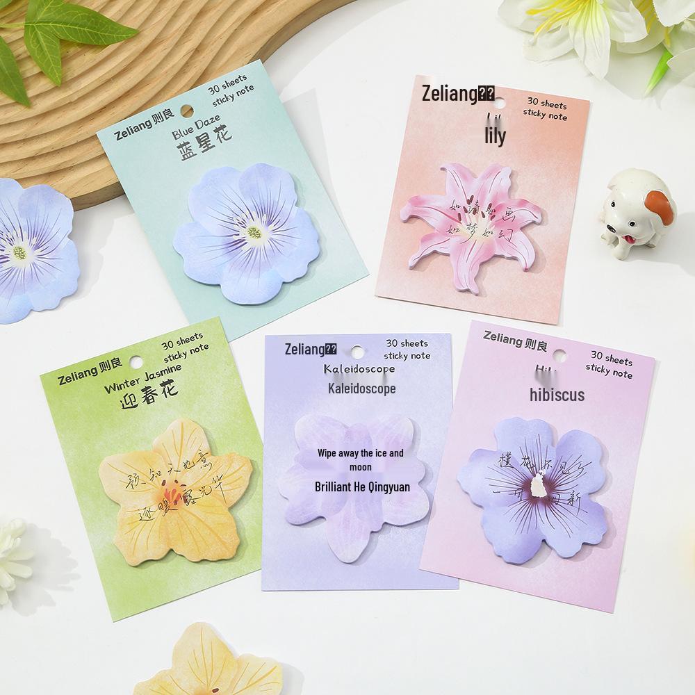 Brocade-Style Floral Sticky Notes: Cute, Fresh, Reusable, Irregularly Shaped Notepad Stickers