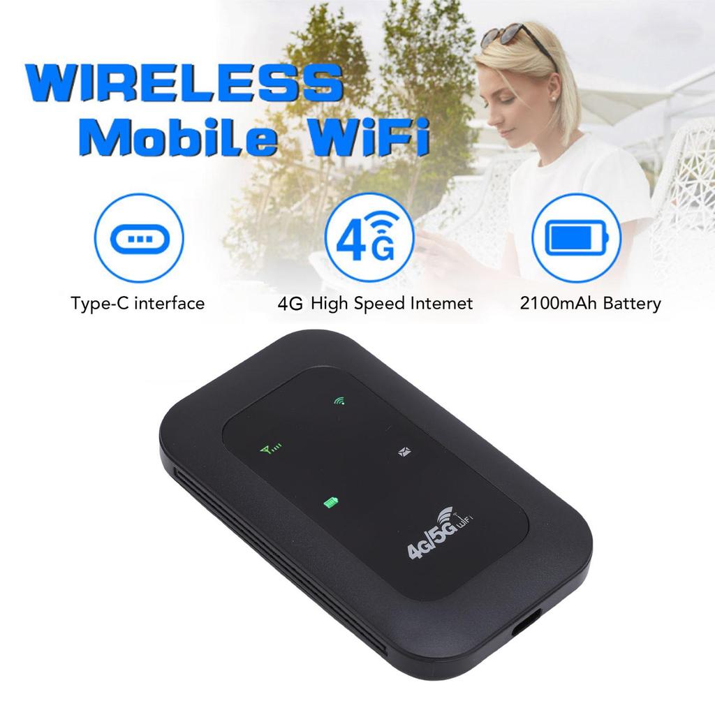 4G LTE Mobile WiFi Router Hotspot Supports 10 Connected Devices for Travel 300Mbps High Speed SIM Card Slot Color LED Display