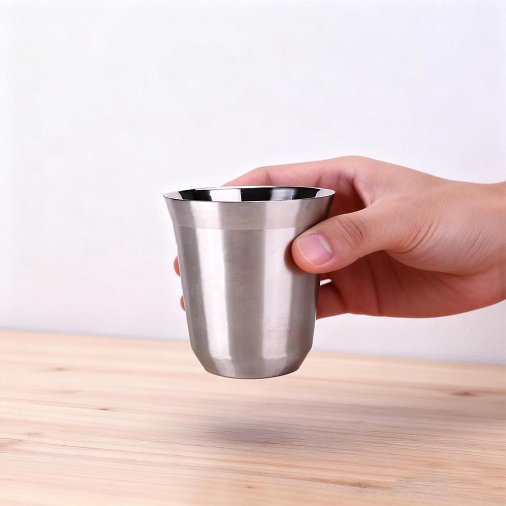 80/160ML Espresso Mugs Stainless Steel Coffee Milk Water Drink Breakfast Cups 304 Insulated Double Wall Dishwasher Safe Texture