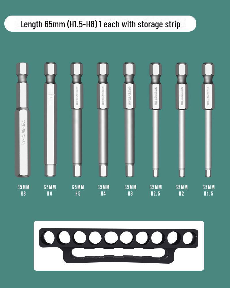 Green Forest Tungsten Steel Hex Wrench & Drill Set with Magnetic Hex Head