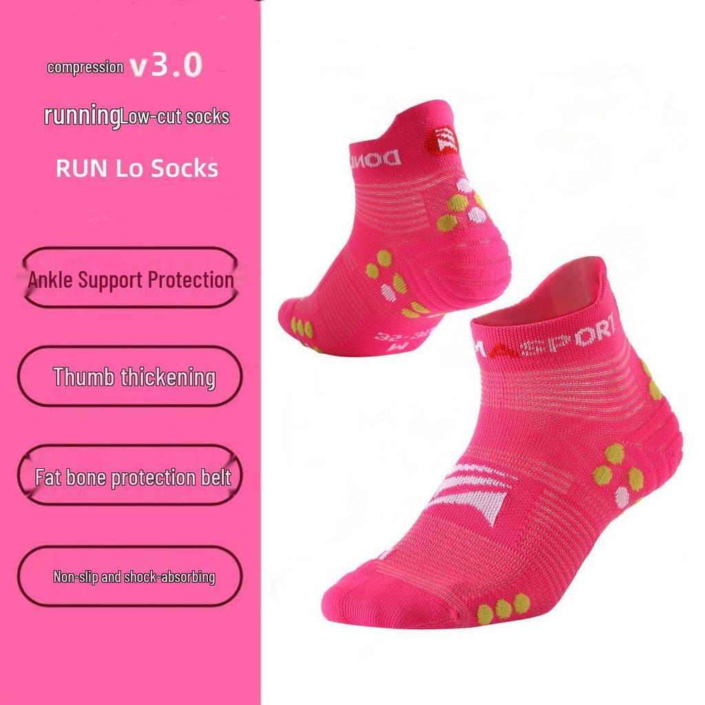 Calzini Unisex a Compressione per Trail Running - Antiscivolo, Ammortizzanti, Senza Cuciture, Modello Crew per Maratona e Sport all'Aperto