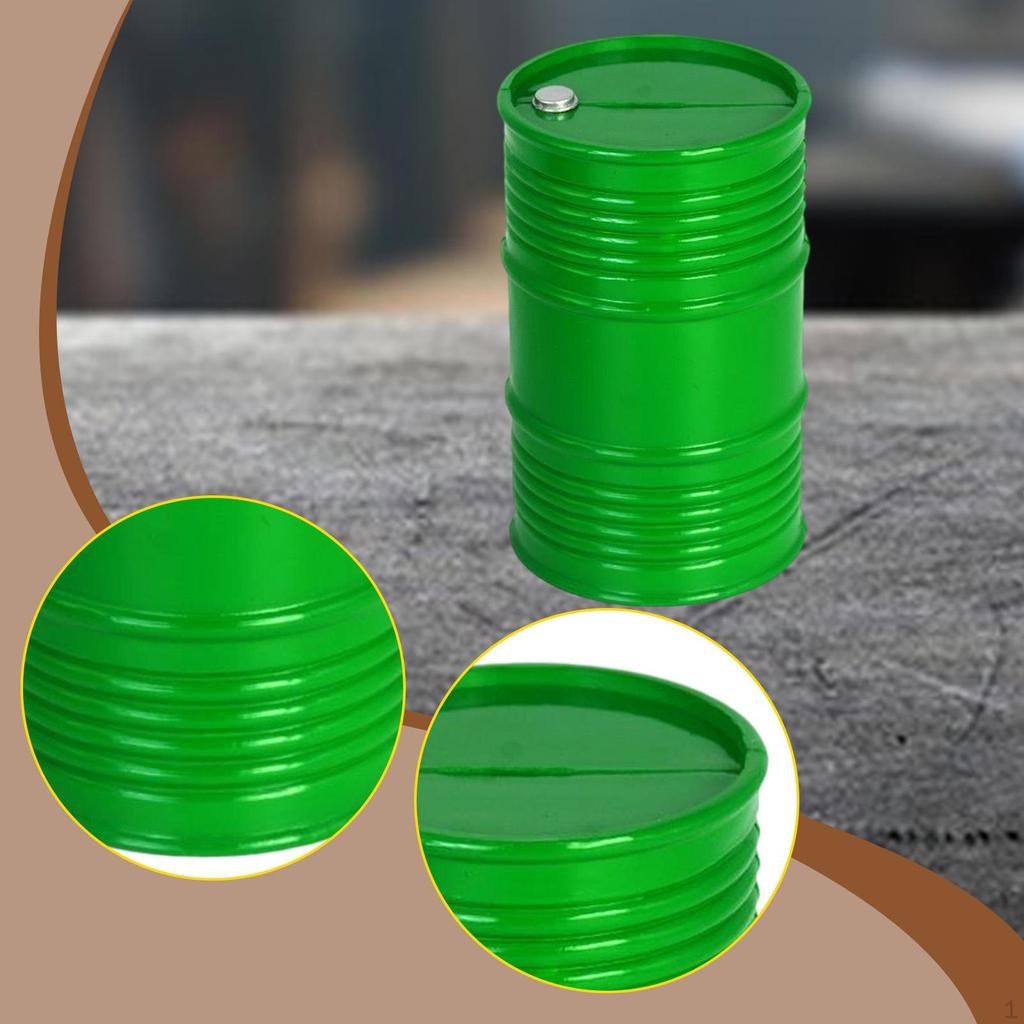 Mini Oil Drum 5.9cmx9.5cm Realistic Simulated Fuel Barrel Container for 1/8, 1/10, 1/12 RC Car