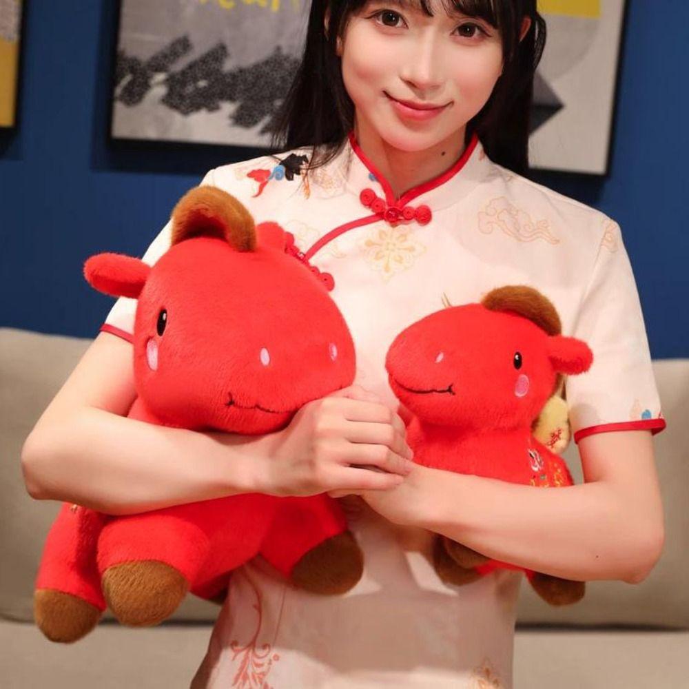 PP Cotton Filling 2026 Horse Stuffed Animal Cute Zodiac Horse Doll Plush Horse Toys  Festive Decor