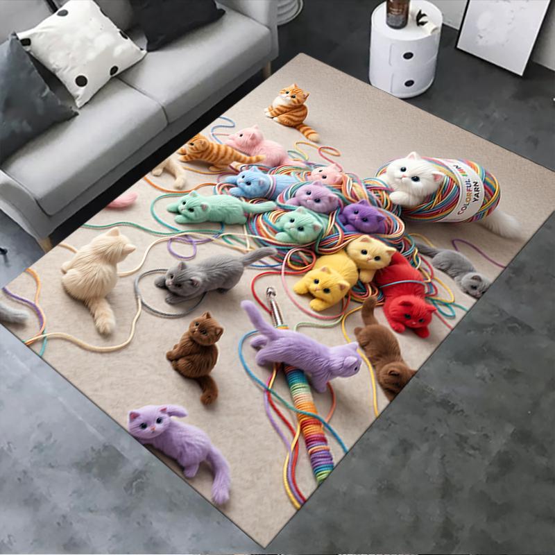 2025 New Plush Cat Carpet Rug for Living Room Bedroom Home Sofa Decoration,Kids Play Non-slip Floor Mat