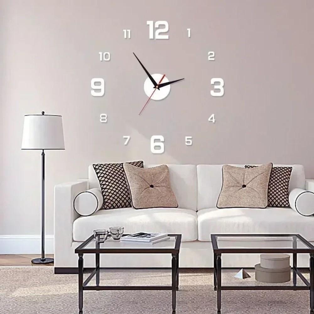 Modern Design Large Wall Clock 3D DIY Acrylic Home Silent Clock Wall Decoration Mirror Stickers Quartz Clocks Living Room Office