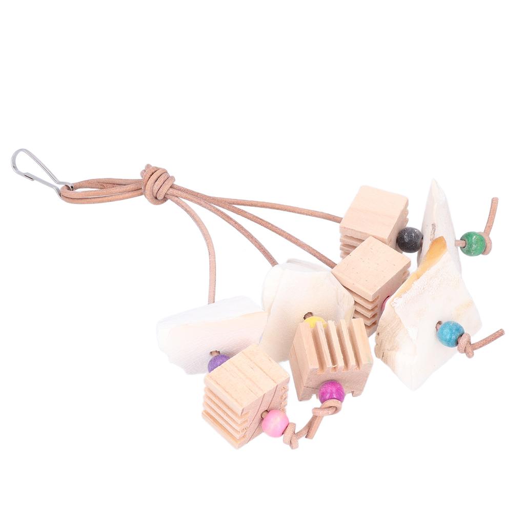 Parrot Chewing Toy Natural Wood Cuttlefish Bone Hanging Bird Teeth Grinding String for Parakeets