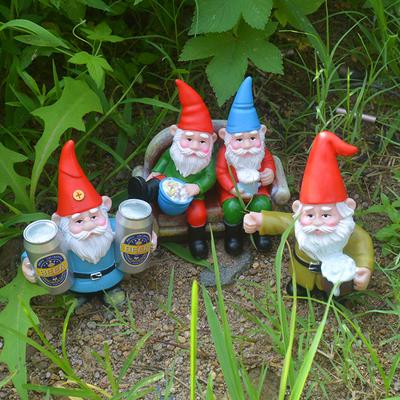 Outdoor Garden Resin Dwarf Ornaments Multiple Styles Old Man Sculpture Handicraft Windproof Rainproof Lawn Room Decoration