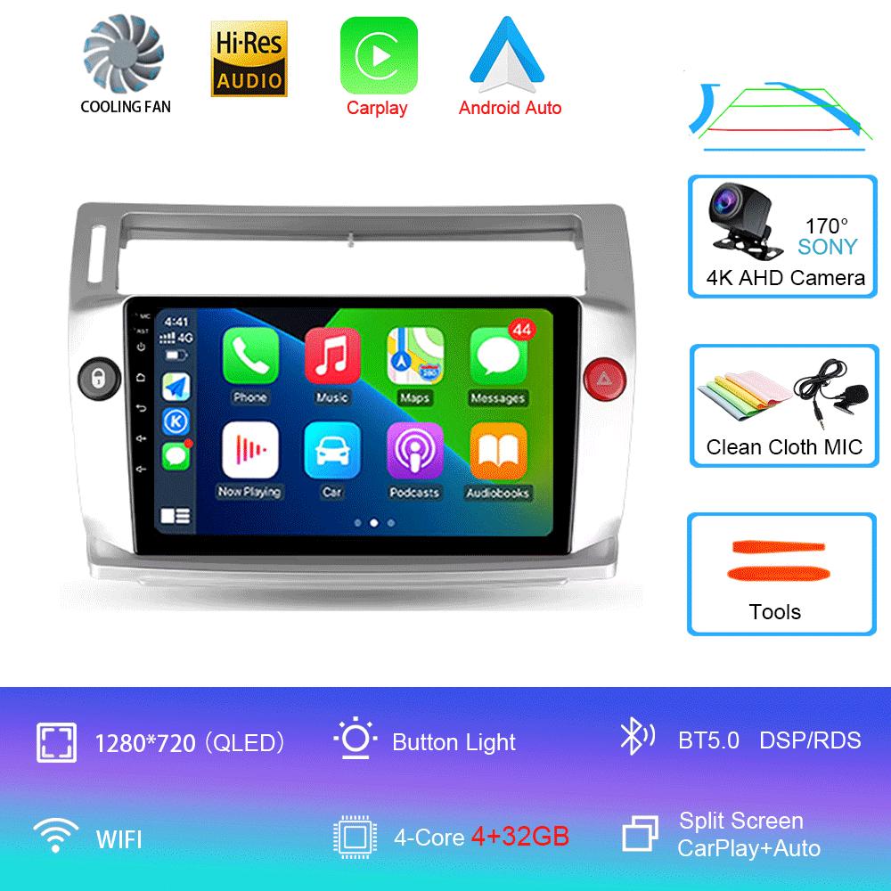 Car Radio Android 14 Carplay For Citroen C4 C-Triomphe Quatre 2004-2014 Multimedia Video 2Din DVD Stereo Speaker Audio Head Unit