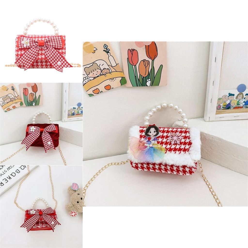 Stylish Butterfly Knot Girls Handbag Pearl Shoulder Bag For Children With Cute Design