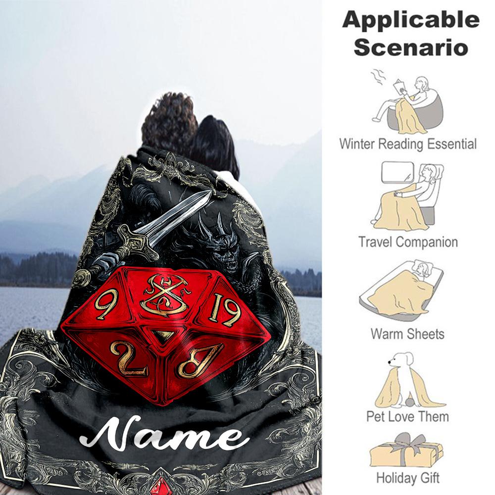 Dungeon Theme Customize Your Name Blanket Cozy Personalized Blanket Warmthful Decor Versatile for Seaside Chair Office Sofa Ideal for All Seasons