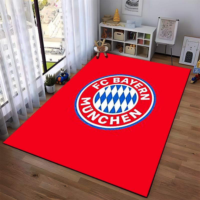 FC Bayern Logo Red Rug Design Non-slip Rug Suitable for Living Room and Bedroom Sofas.