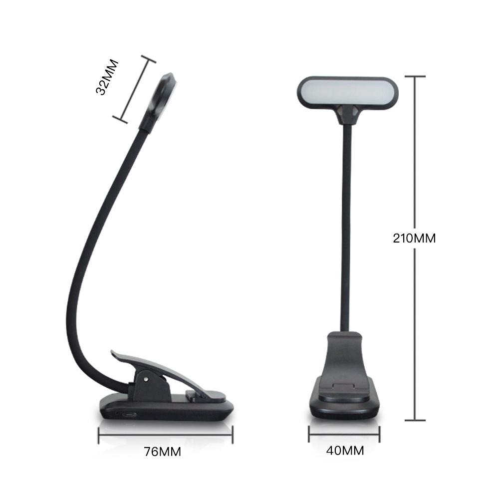 Compact USB-Rechargeable Clip-On Desk Lamp: 9-LED Eye Protection with Three-Color Display for Students